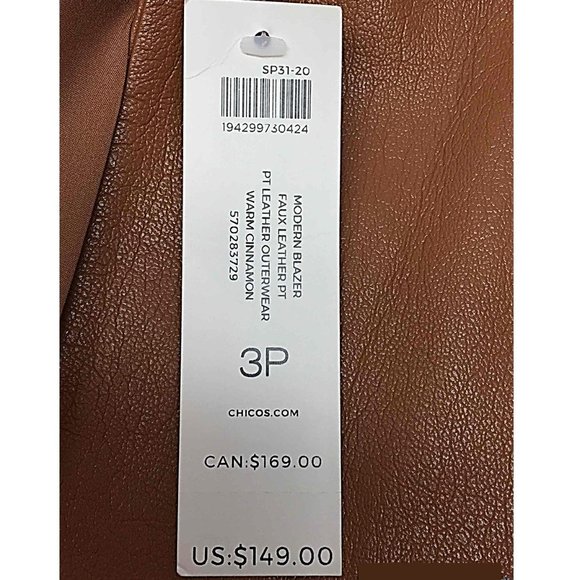 NWT CHICO'S * FAUX LEATHER JACKET - Picture 4 of 8